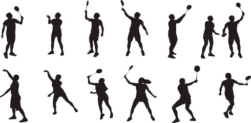 badminton players silhouettes a scalable graphic design resource for sports branding and logo creati
