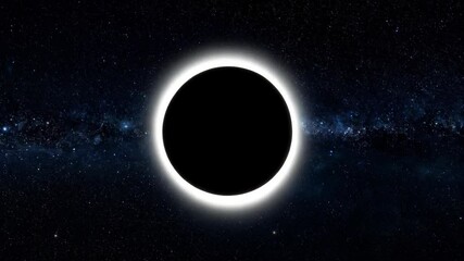 Wall Mural - Astronomic rendition of a ring of light around a dark circle in a star field. Milky Way background with celestial pattern and star clusters.