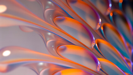 Wall Mural - Abstract glossy warm orange shades background, glass surface, flowing colorful wallpaper.