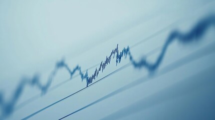 Poster - Minimalistic line graph in blue tones on a white background, showing rising and falling trends with precise lines and clean axes