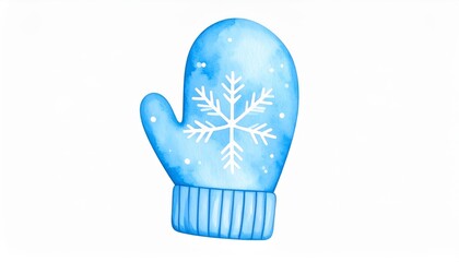 Wall Mural - Winter wonderland magic, a closeup of blue glove embellished with sparkling snowflakes