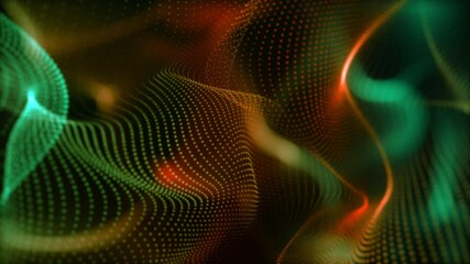 Wall Mural - organic light forms energy - abstract green red particle animation 4k
