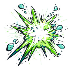 Wall Mural - energetic cartoon burst explosion with fresh green color palette display