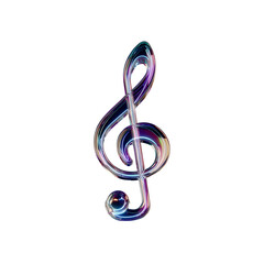 Fototapete - Captivating glass music note surrounded by a vibrant iridescent glow against a clean dark background creating a mesmerizing and futuristic visual experience