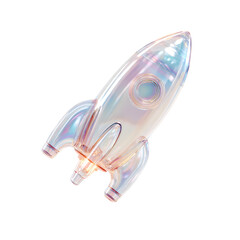 Aufkleber - Sleek transparent and futuristic 3D rocket launch icon symbolizing the growth and progress of a startup business or new venture
