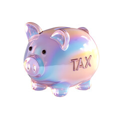 Aufkleber - Vibrant transparent 3D of a colorful piggy bank with a tax percentage icon set against a soft white background