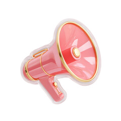 Fototapete - Stylized flat design megaphone icon in a bright eye catching pink color representing a device for making announcements promotions and communication in a business or marketing context