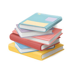 Aufkleber - A stack of closed vibrant textbooks in various pastel colors symbolizing the joy and creativity of education and learning