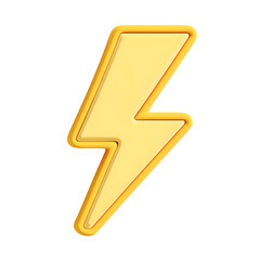 Poster - A vibrant three dimensional yellow lightning bolt icon against a clean white background rendered with a minimalist flat design style