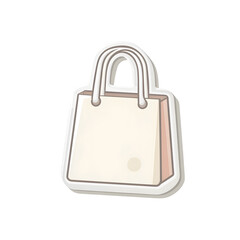 Poster - A simple stylized shopping bag icon with a clean flat design aesthetic and a soft neutral color palette