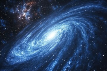 Wall Mural - vibrant blue galaxy panorama showcases the splendor of cosmic space in a mesmerizing cosmic vista, b