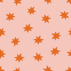 Fototapete - Star pattern, seamless background design. Starry texture, repeating print. Sparkles, twinkles, endless backdrop for fabric, wallpaper, wrapping and textile. Repeatable flat vector illustration.