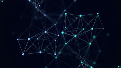 Wall Mural - big data visualization. network connection structure with chaotic distribution of points and lines. 