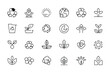 © Mdnobirul - Many ecological outline icons symbolize nature's beauty, recycling efforts, and environmental conservation shown with transparent background