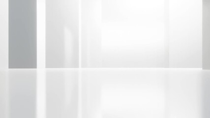 Fototapete - Abstract architectural space with empty concrete floor, Geometric in white sci-fi interior design, 3d rendering background