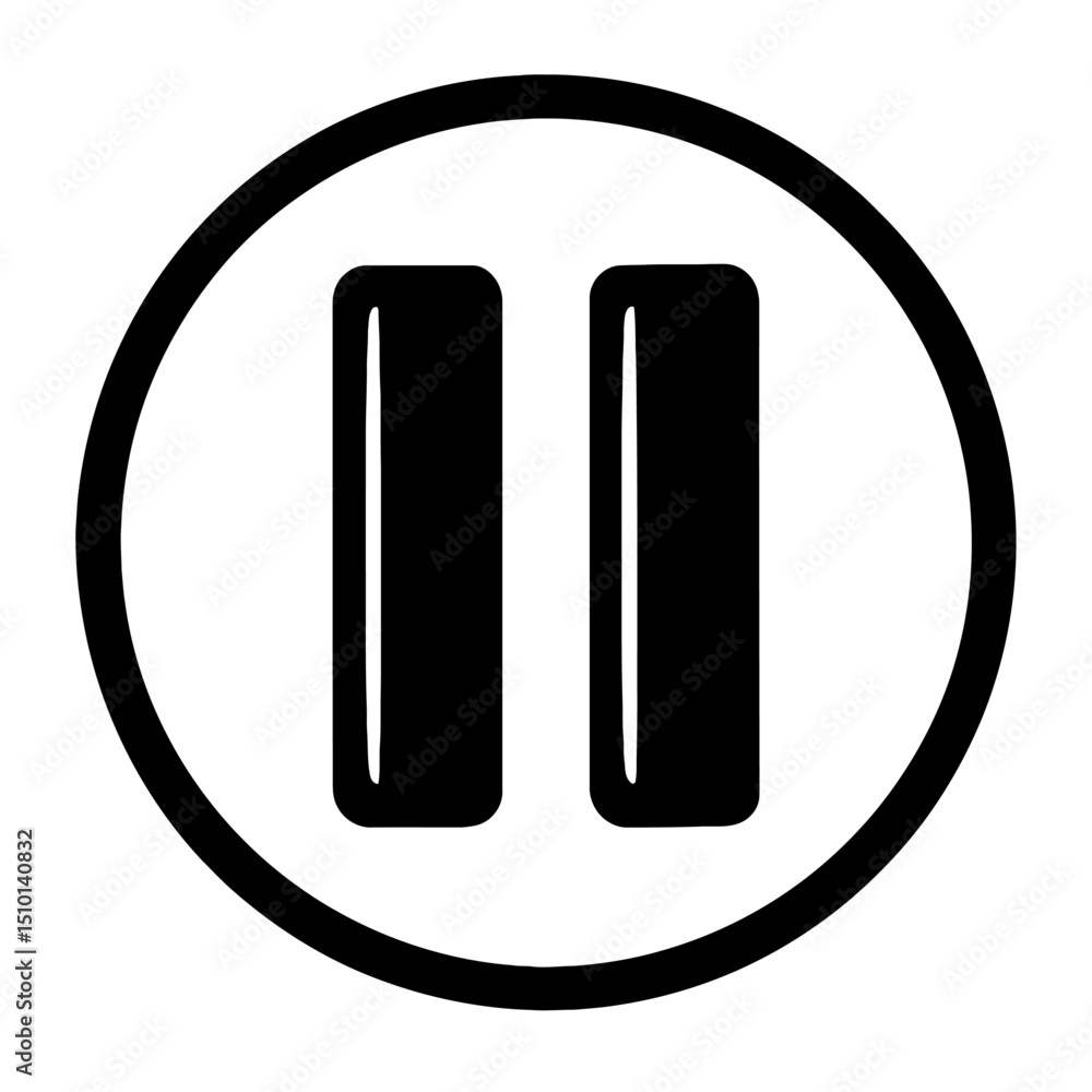 Minimalist Circular Pause Button Icon - Ideal for Media Players and ...
