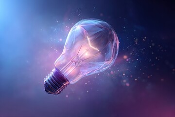 Wall Mural - brightly glowing light bulb illuminating a mystical background in vibrant colors