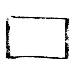 Wall Mural - hand-drawn rectangular frame with rough brush strokes, sketchy pencil and chalk outline, scribbled s