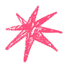 Wall Mural - pink abstract brush shapes with doodle stars, flowers, and geometric elements. fun and modern hand-d