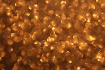 Wall Mural - golden glitter festive bokeh background, abstract defocused texture. holiday lights