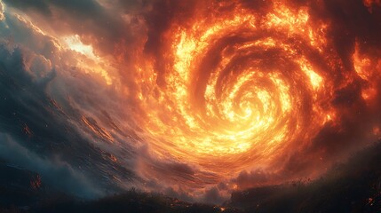 Wall Mural - An abstract swirl of fire and clouds capturing the power of an ethereal cosmic event.
