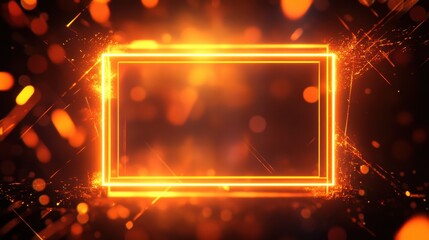 Wall Mural - luminous rectangular frame: a captivating, fiery rectangular frame radiates a warm, vibrant glow aga