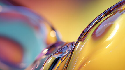 Wall Mural - abstract liquid flow: shimmering, iridescent liquid forms create an abstract and captivating visual,