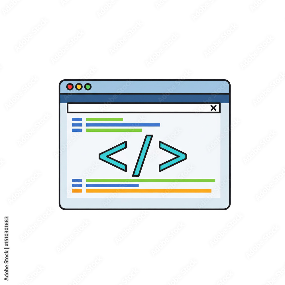 Coding Window Border Flat vector clipart of a coding window with HTML brackets, web ...