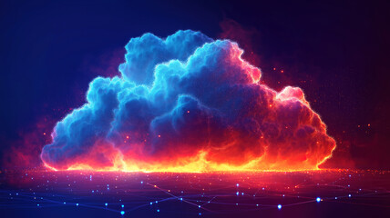 Wall Mural - cloud computing concept with interconnected glowing clouds symbolizing digital data transmission