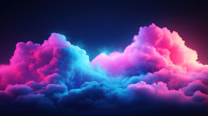 Wall Mural - vibrant digital cloud with pink and blue hues representingcloud optimization algorithms