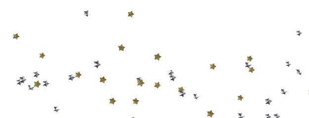 Fototapete - Celestial Christmas Symphony: Enthralling 3D Illustration of Falling Holiday Starbursts