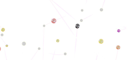 Fototapete - Connecting dots, abstract background, colorful spheres, network design.