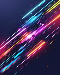 Aufkleber - An Abstract display of neon-colored, futuristic light trails against a dark backdrop. The vibrant hues create a dynamic and modern aesthetic