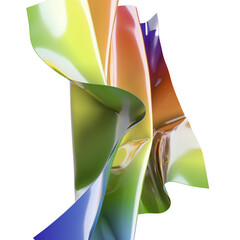 Poster - 3D render abstract background. Colorful twisted shapes in motion. Computer generated digital art for poster, flyer, banner