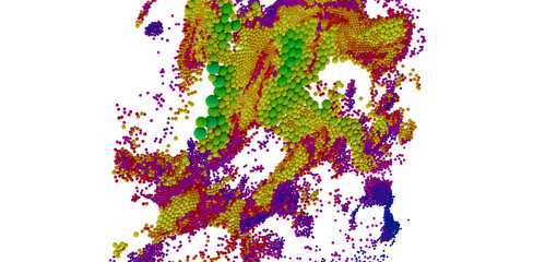 Aufkleber - Intriguing abstract image of colorful spheres forming clusters. Ideal for tech, data, or science concepts.