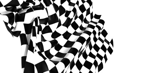 Poster - The checkered flag waves in the wind signifying the finish line