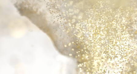 Aufkleber - Sparkling gold particles on white. Luxury, elegant, festive background.