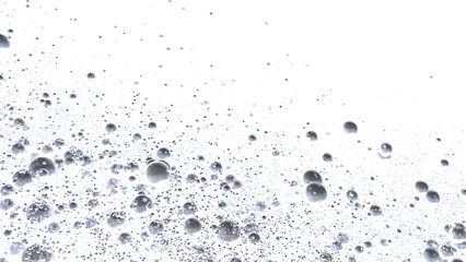 Poster - Close-up of silver bubbles on white. Perfect for beauty, spa, or clean product backgrounds.