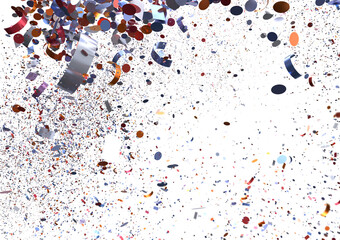 Aufkleber - Festive celebration background with colorful confetti and ribbons. Perfect for party invitations, banners, and more.
