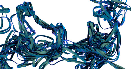 Aufkleber - Stunning 3D render of swirling blue ribbons. Perfect for abstract, technology, or design projects.