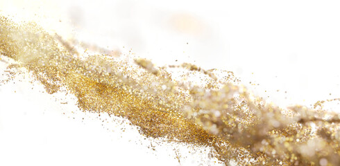 Poster - Abstract gold glitter explosion, perfect for luxury, cosmetic, or festive designs. High resolution image.