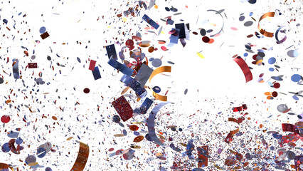 Aufkleber - Vibrant confetti bursts across white background. Ideal for celebrations, parties, and festive designs.
