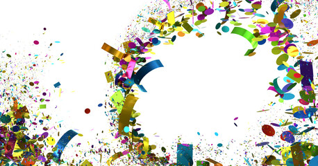 Poster - Festive background with colorful confetti and ribbons. Perfect for celebrations, parties, and joyful events.