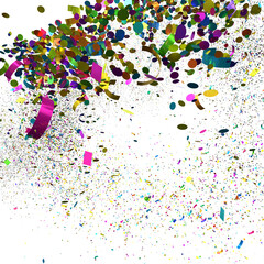 Poster - Vibrant confetti and ribbons burst. Perfect for celebrations, parties, and festive designs. High-resolution image.