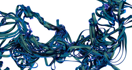 Aufkleber - High-resolution image of abstract blue metallic ribbons swirling and intertwining. Perfect for modern design projects.