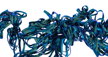 Aufkleber - High-resolution image of abstract teal metallic ribbons swirling. Perfect for design backgrounds or textures.
