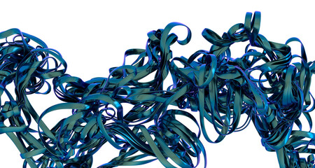 Aufkleber - 3D render of abstract blue metallic ribbons, perfect for backgrounds or design elements.  High resolution image.