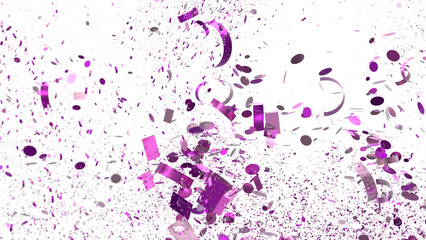 Aufkleber - High-resolution image of purple confetti exploding on white background. Perfect for party, celebration, and festive desi