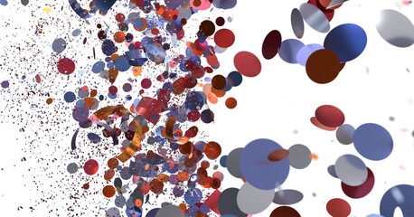 Aufkleber - Vibrant red, blue, and orange confetti explosion. Perfect for celebration, party, or festive designs.