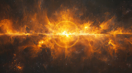 Wall Mural - Abstract nebula with a central circular light pattern